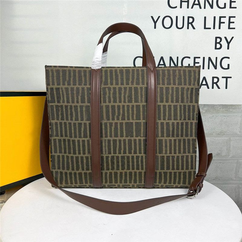 

Designer Luxury Tote Bag Brown Zucca Canvas and Leather women Handbags Purse
