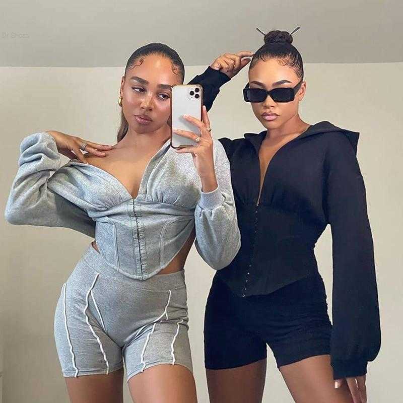 

Women' T-Shirt Hirigin Fall Winter Hoodie Long Sleeve Sweatshirt Kpop Casual Crop Top Women 2022 Goth Christmas Clothes Black Punk Streetwe