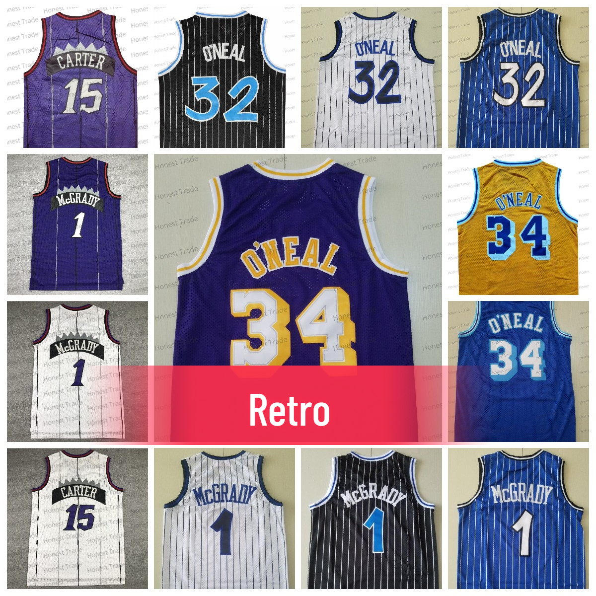 

Retro 15 Vince Carter Basketball Jersey Tracy 32 Shaq Blue White Mcgrday O 34 Neal Throwback Mens New Jerseys Stitched, Men jersey