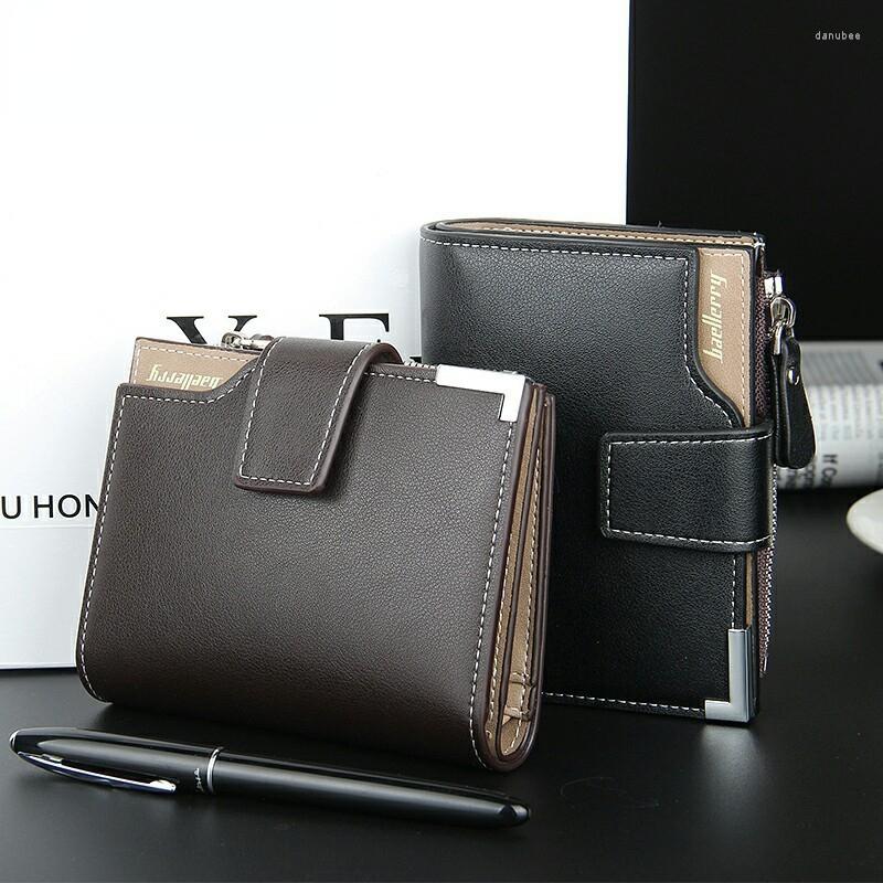 

Wallets 2022 Brand Wallet Men Leather Purse Short Male Clutch Mens Money Bag Quality Carteira, Black-zipper
