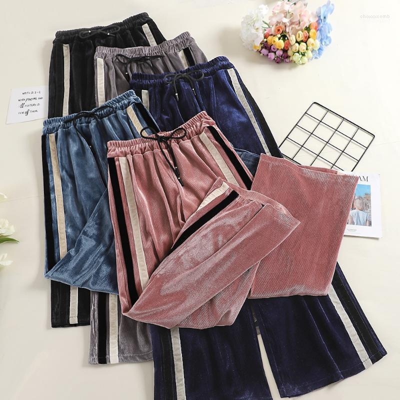 

Women's Pants Women's & Capris 2022 Fashion Wide Leg Velvet High Waist Loose Thin Sports Trousers, Black