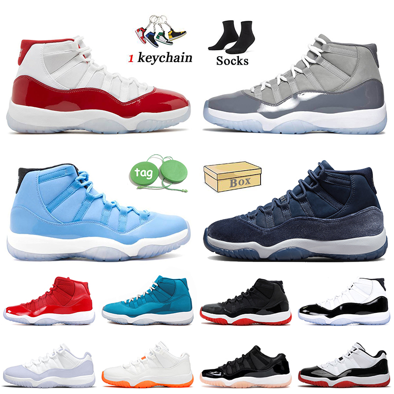 

J11 With Box 11s Cherry Basketball Shoes Midnight Navy Jumpman 11 Low Bleached Coral Pantone Miamis Dolphins Cool Grey Pure Violet Concord, C45 36-47
