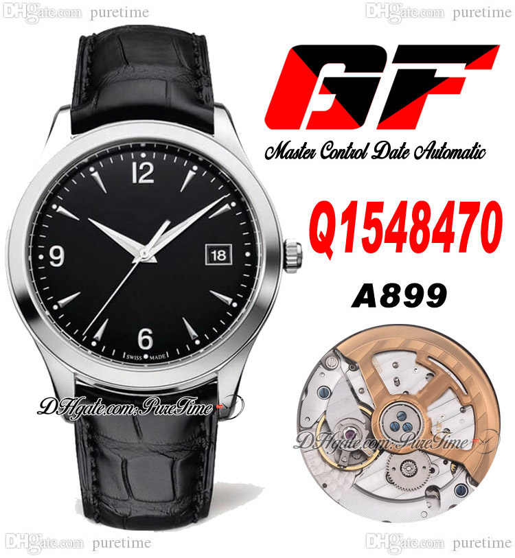 

GF Master Control Date A899 Automatic Mens Watch Q1548470 Steel Case Black Stick Dial Leather Strap Watches Super Edition Watches Puretime A1