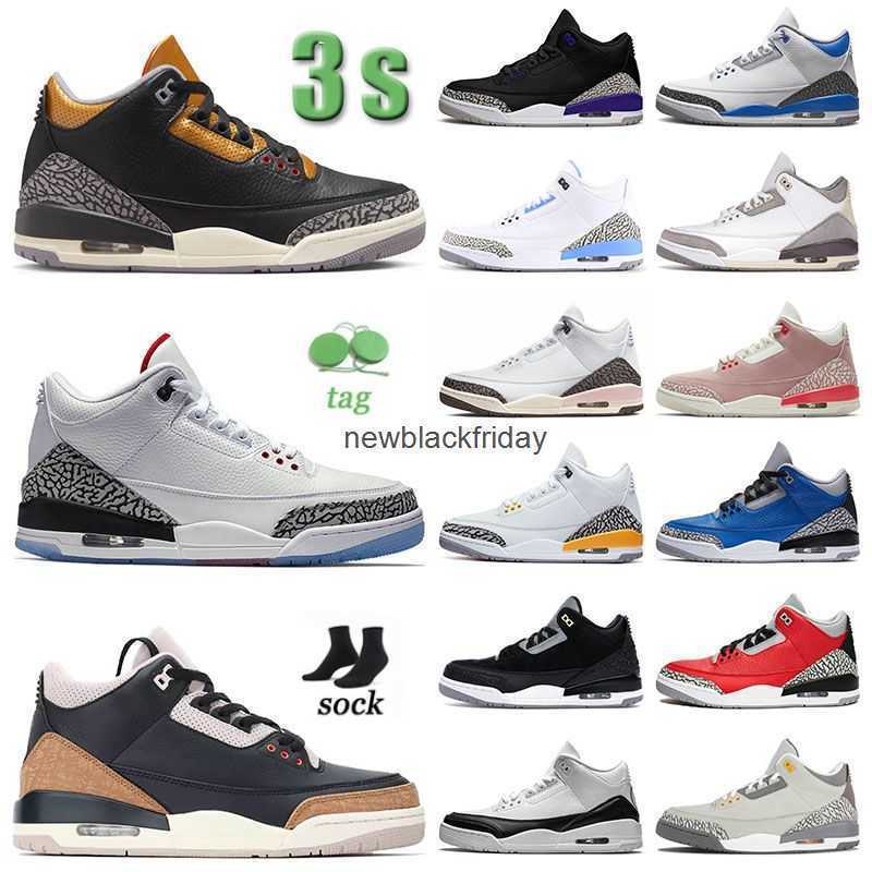 

Jumpman 3 authentic 3s basketball shoes designer sneakers jth nrg white cement balck gold desert elephant new fire red slim shady unc pine, X55 40-47 lucky green