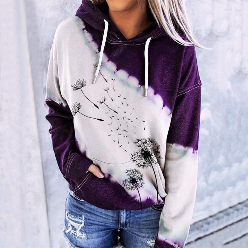

Women' Hoodies Printed Sweatshirts Tops Female Harajuku Dandelion Print Pullvoers Autumn Winter Hip Hop Long Sleeve 2022 Women, Blue
