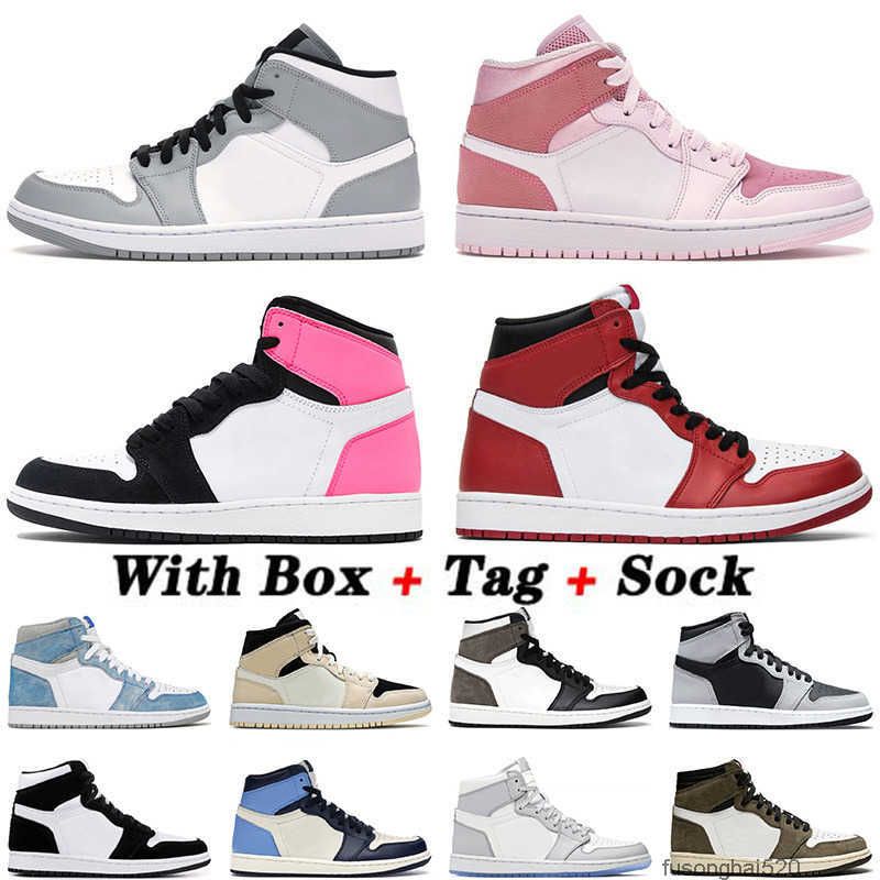 

1 1s Basketball Shoes Mens Women Mid Light Smoke Grey Jumpman Digital Pink Fearless Chicago 2023 Arrival Cactus Jack Trainers Sports Jordon, D27 mid digital pink 36-45