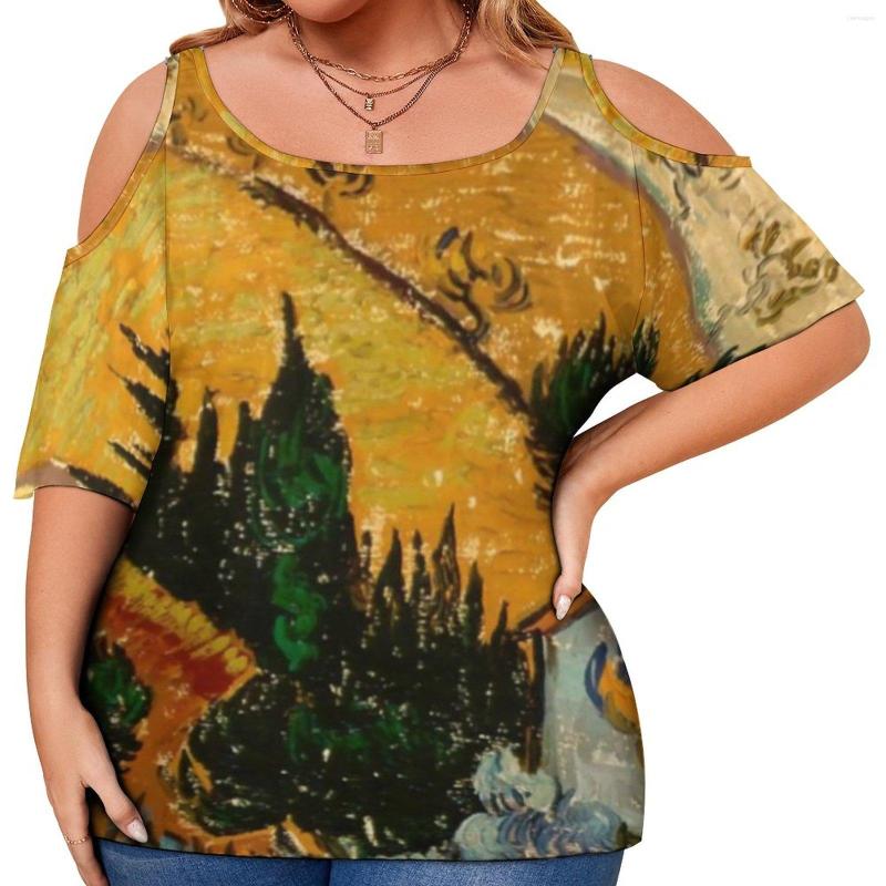 

Shirt Vincent Van Gogh Landscape With House Cute T Shirts Short Sleeve Casual Tees Summer Print Clothing Plus Size 4XL 5XL, Style