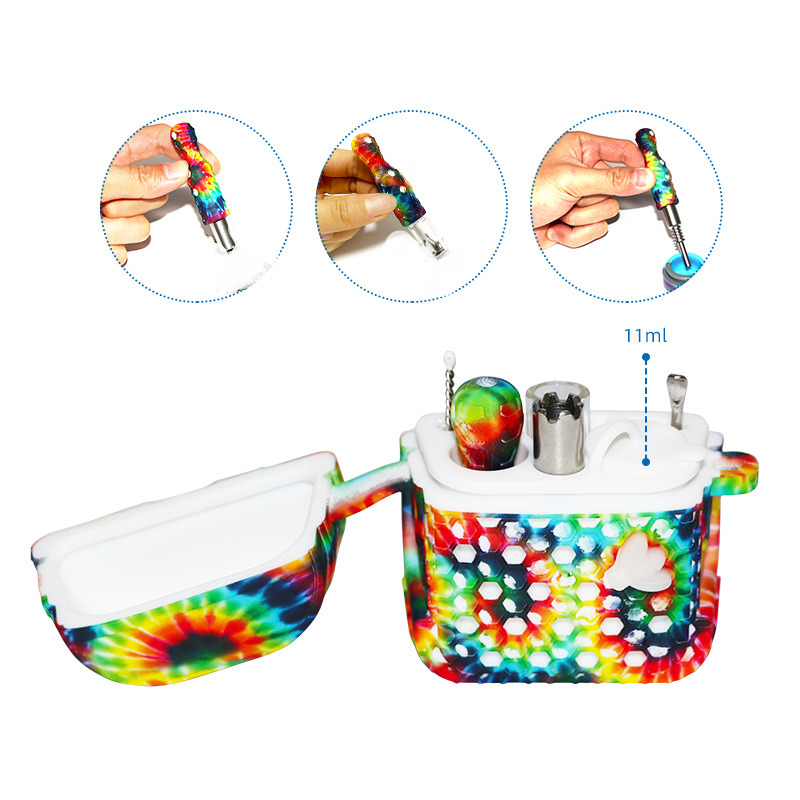 

Smoking Pipes smoke kit Silicone with jar container Hand Kit dab rig tools glass Set with water Bowl for Tobacco