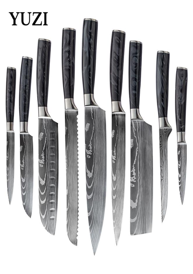 

Kitchen Knives Set 19 pieces Damascus Pattern Sharp Japanese Santoku Chef Knife Cleaver Slicing Chopping with Resin Handle4836110