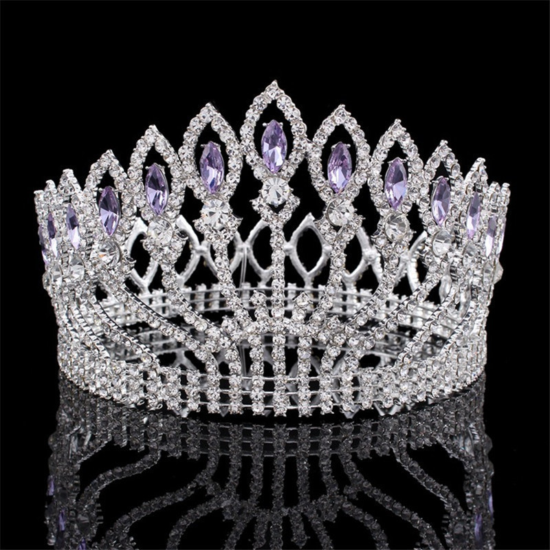 

Luxurious Sparkling Crystal Baroque Queen King Wedding Tiara Crown Pageant Prom Diadem Headpiece Bridal Hair Jewelry accessories CJ191226