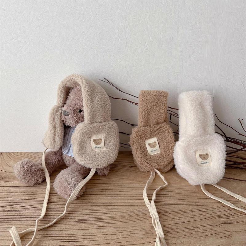 

Hair Accessories 2022 Korea Bear Baby Earmuffs Headband Winter Ear Protection Warm Cold Proof Plush Girl