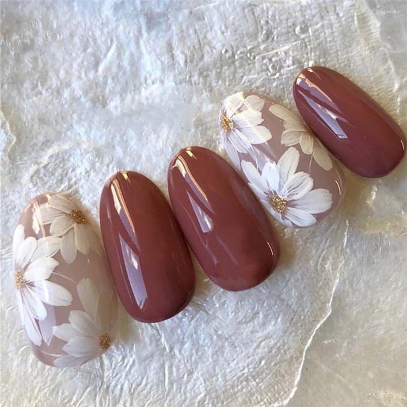 

False Nails 24 Pcs Nail Tips Detachable French Manicure Tool Wearable Ballerina Fake Artificial Full Cover Press On, White
