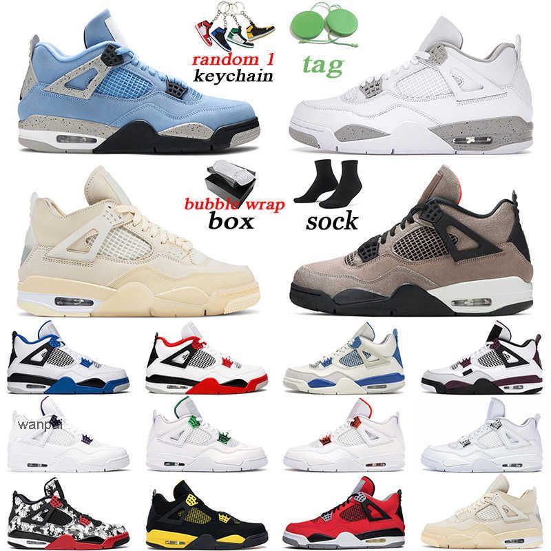 

with Original Box 4 Taupe Haze Men Women Basketball Shoes 4s University Blue Fire Red Black Cat White Oreo Mens Trainer s Air Jordas Jorden, Neon