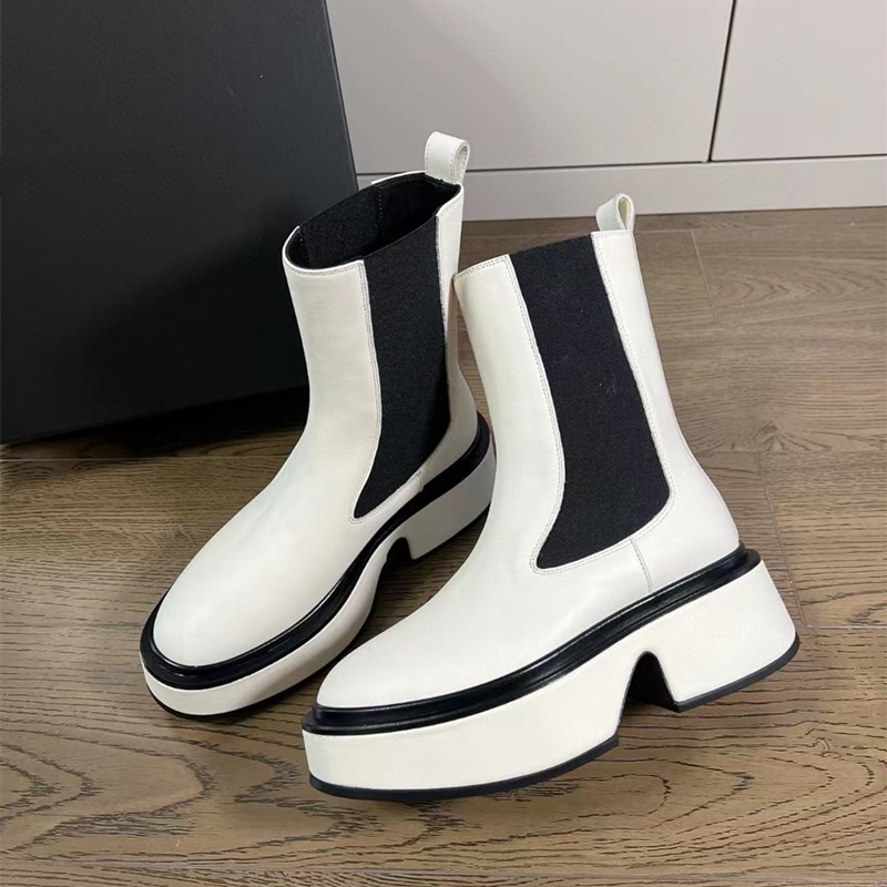 

Heavy duty Beige chunky platform boots %100 leather shoes combat boot chains buckle Martin booties ankle luxury designers brands shoe Boots 34--40 size, Brown