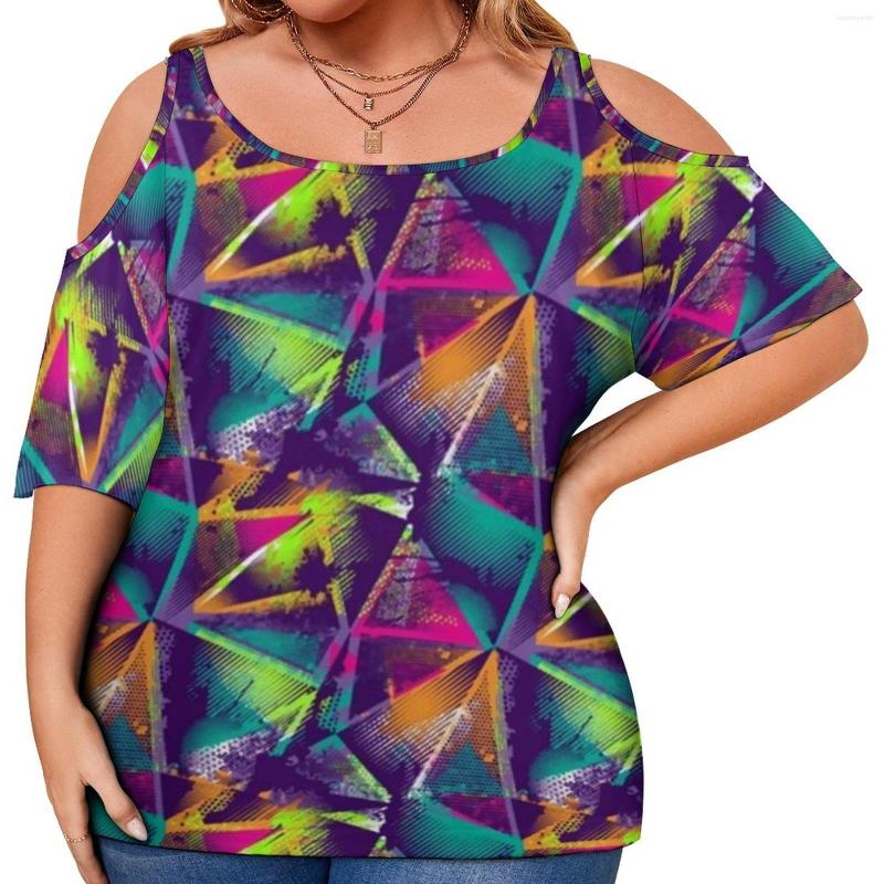 

Shirt Neon Paint Spashs T Shirts Graffiti Art Print Casual Short Sleeves Women Vintage Tshirt Summer Tops Plus Size 3XL 4XL, Style-7