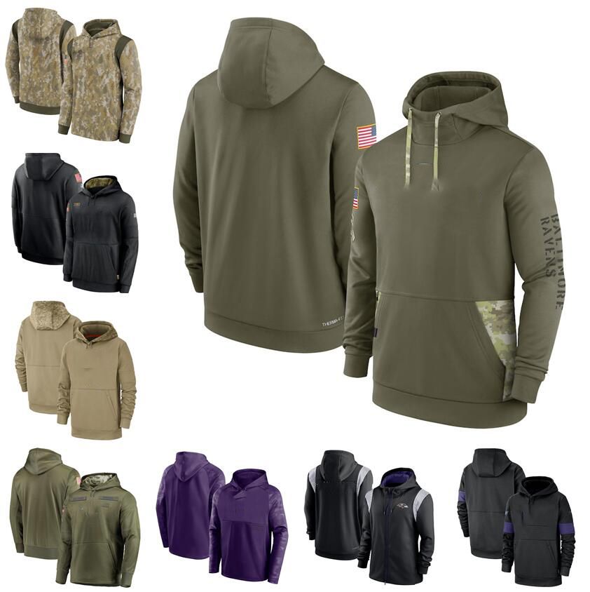 

CUSTOM Men Football Baltimore''Ravens''2022 Salute to Service Therma Performance Pullover Hoodie Untouchable, Style