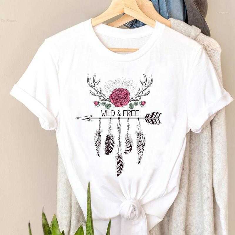 

Women's T-Shirt T-shirts Women Feather Floral Flower Ladies Fashion Clothes Graphic Tshirt Top Lady Print Female Tee Short Sleeve, Coz27560