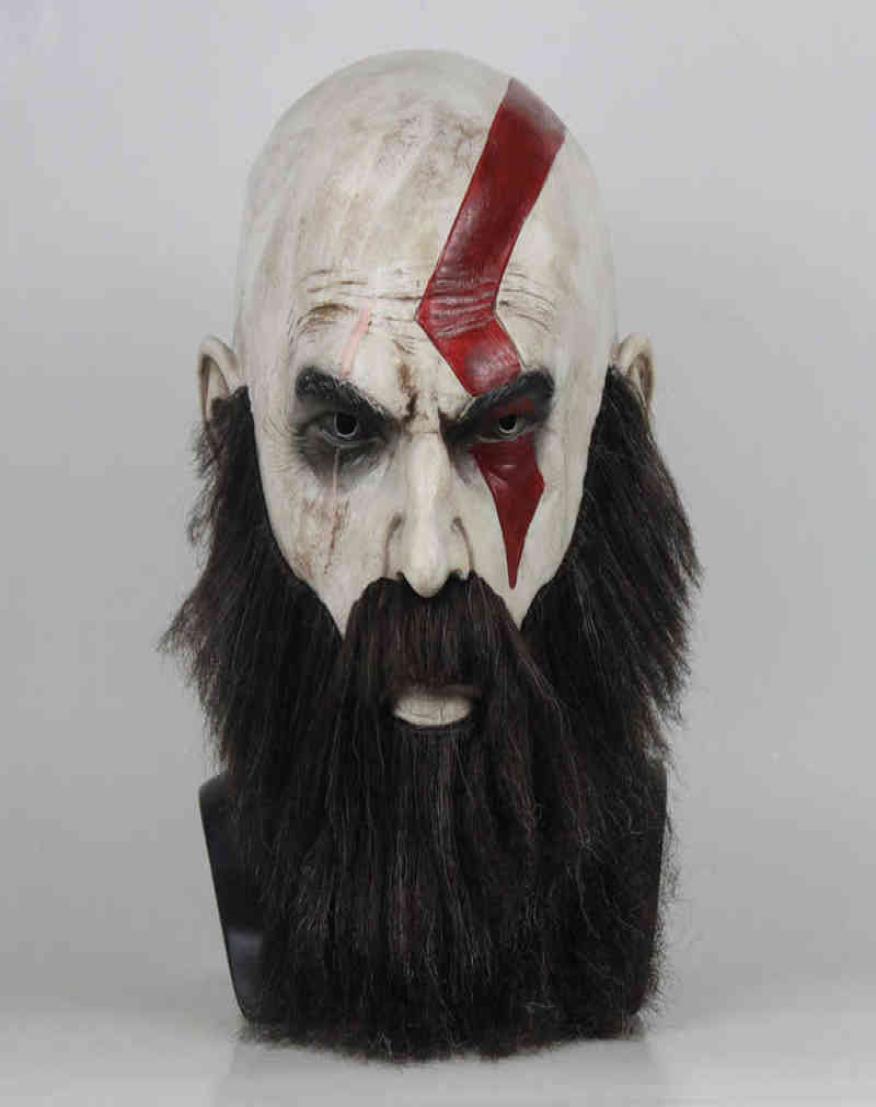 

Game God Of War 4 Kratos Mask with Beard Cosplay Horror Latex Party Masks Helmet Halloween Scary Props L2205303936431