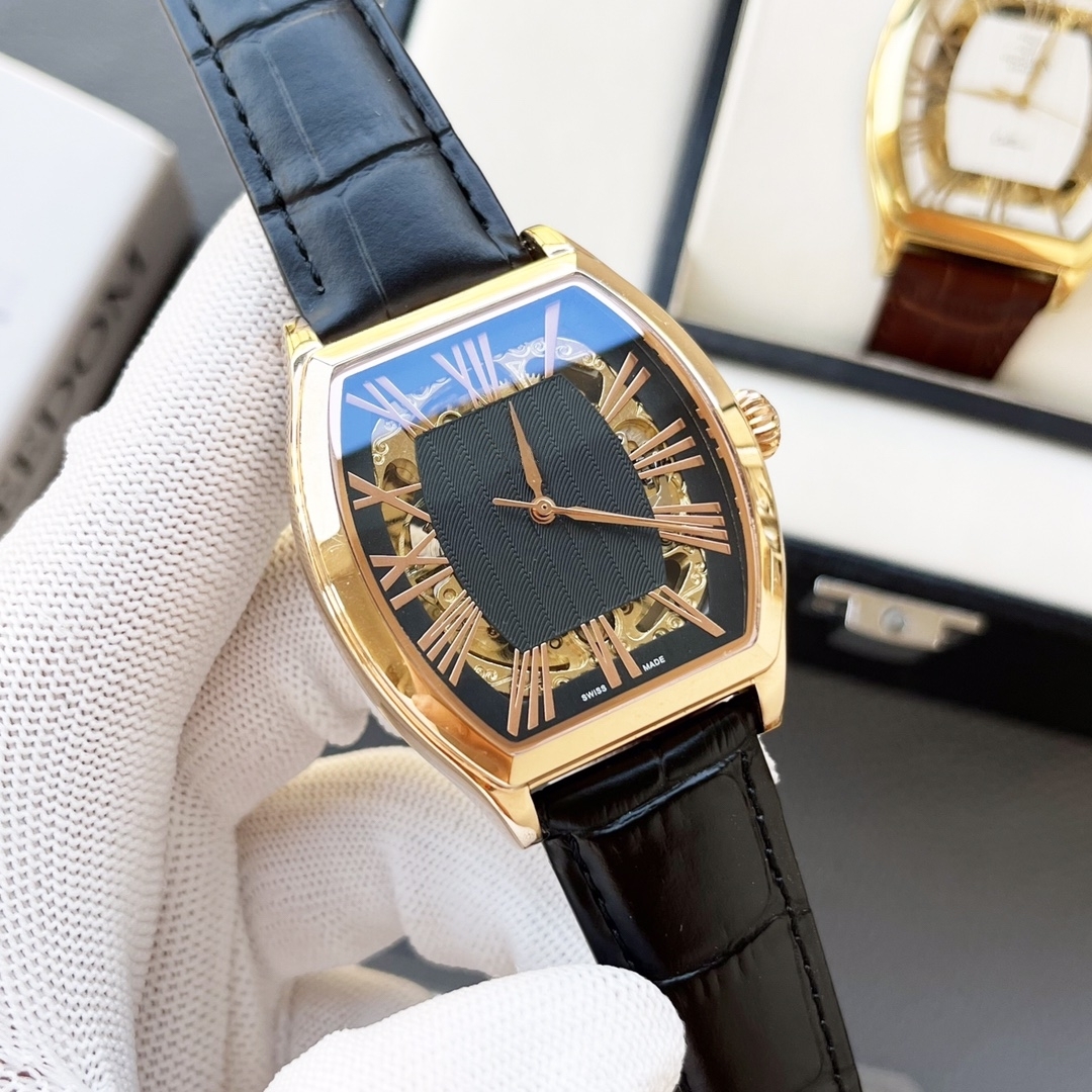 

top 42mm automatic mechanical outdoor mens watches designer watch black dial with Leather watch strap rotatable bezel transparent case back watchs