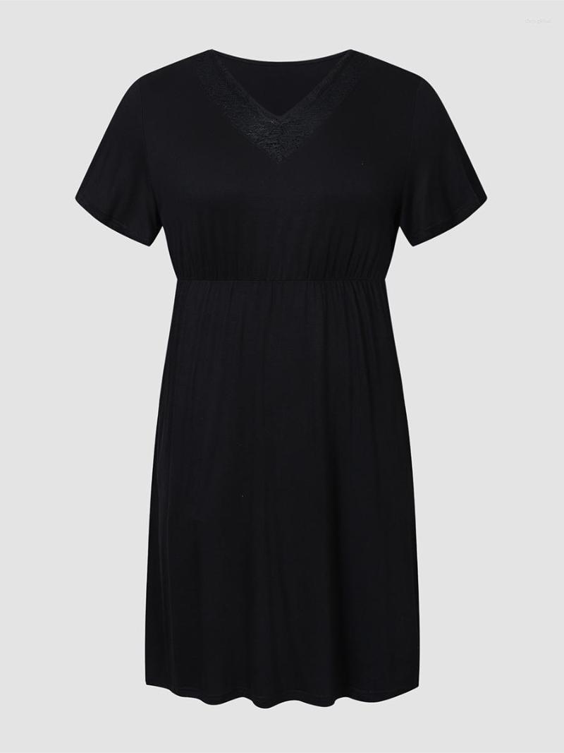 

Plus Size Dresses Finjani Party Fashion Black V-Neck High Elastic Maxi Dress Summer Women Clothing Even, 0534