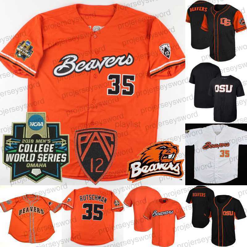 

College Baseball Wears #35 Adley Rutschman Oregon State Beavers Jersey NCAA 2023 World Series Pac 12 Patch Custom Any Name Number Baseball Jerseys, Black 1