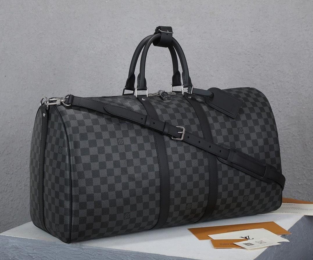 

55CM Leather designer Louis Vuitton louiseity LV Viutonity men Duffel Bags Suitcases luggage Sport Outdoor Packs shoulder Travel bags messenger gucci, A+