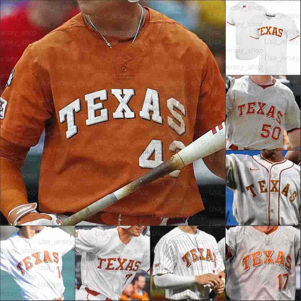 

College Baseball Wears 2023 NCAA Texas Longhorns Baseball jerseys Brandon Belt Roger Clemens Ty Madden Trey Faltine Tanner Witt Ivan Melendez, Grey