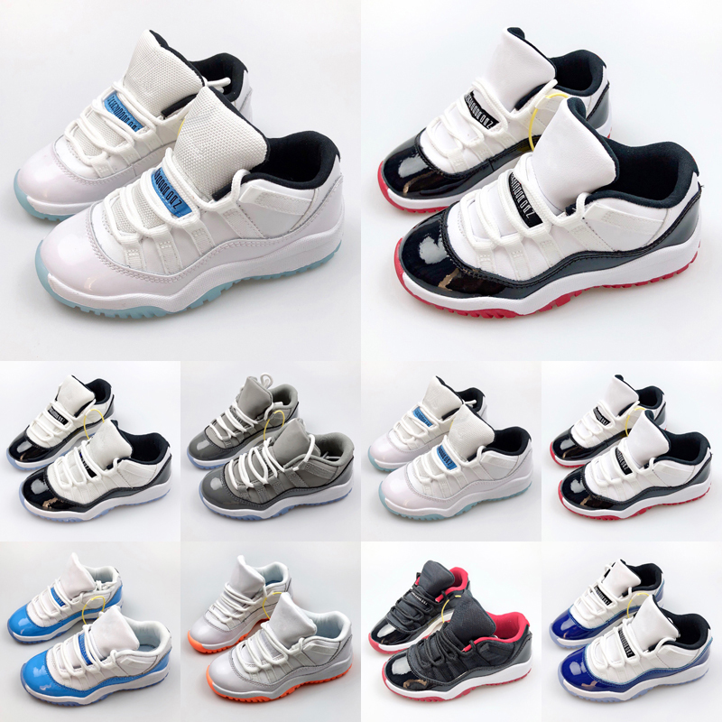 

Jumpman 11 11s Kids basketball Shoes 25th Anniversary low legend University blue white bred concord cap and gown boy girl sneakers trainers size 8C-3Y 25-35, As photo 4