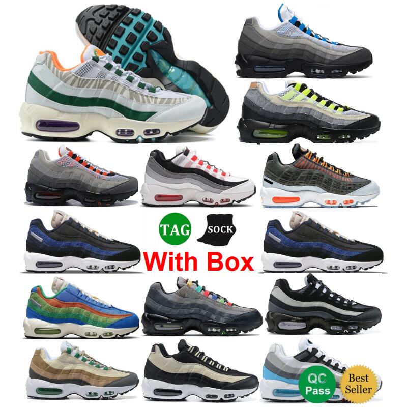 

95 Neon Running Shoes 95s Lions Triple Black Earth Denham Gery Navy Crimson Men Women Reflective Safari Sketch Tour Yellow Koi With Box Sports shoe, Color-1