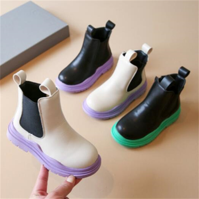 

Kids Martin Boots Fashion Pu Leather Children Chelsea Ankle Booties Autumn Winter Toddlers Baby Boys Girls Shoes Soft Comfort Sneakers, White