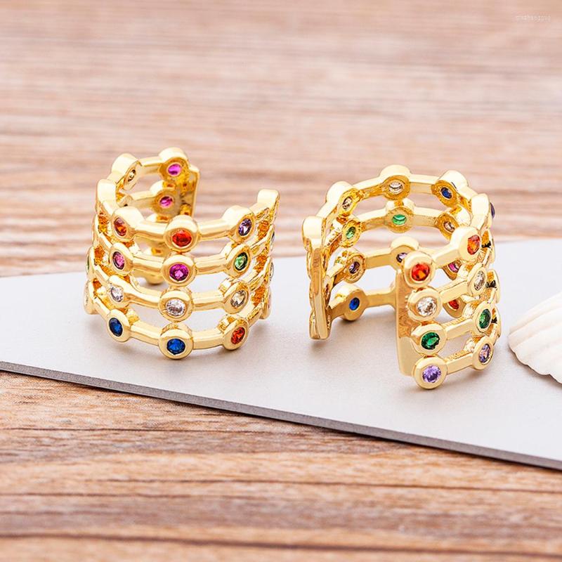 

Backs Earrings AIBEF 2022 Fashion Gold Clip For Women Without Piercing Luxury Vintage Crystal Cubic Zirconia Ear Cuff Girl Jewelry