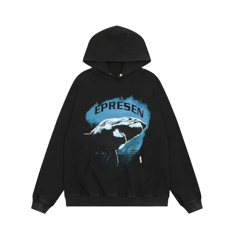 

22fw USA Hoodie Autumn Winter Casual Men Women Washed High Street Cotton Pullover Hooded Sweatshirt 220, Black