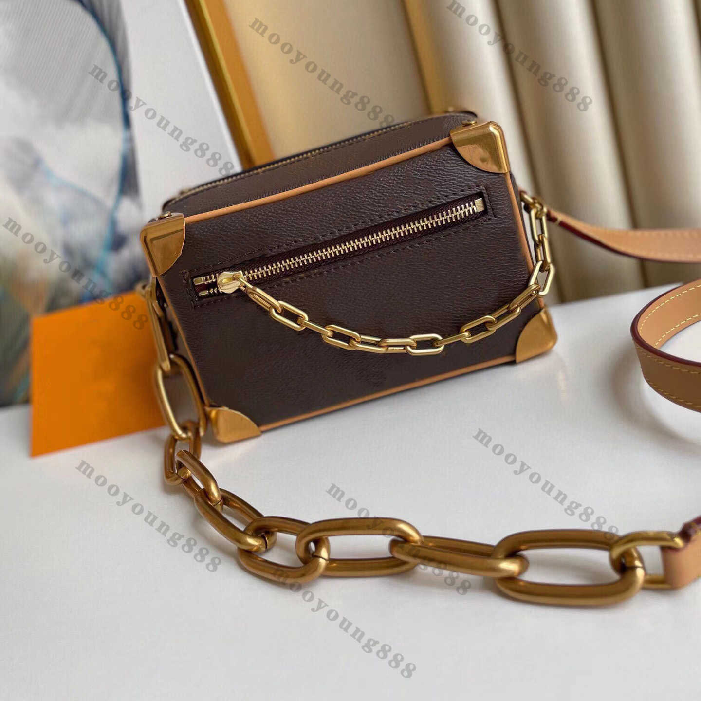 

10A Top Tier Quality Luxury Designers Mini Soft Trunk Chain Bag Messenger Handbags Special Canvas Quilted Zipper Bag Women Black Clutch, Upload pics to contact us