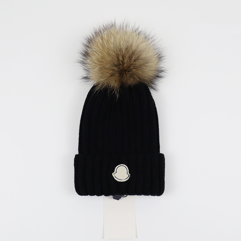 Designer new Fashion Women Ladies Warm Winter Beanie Large Faux Fur Knitted Ski Cap Thick fur pom Beanies Hats 2022-image-818372520