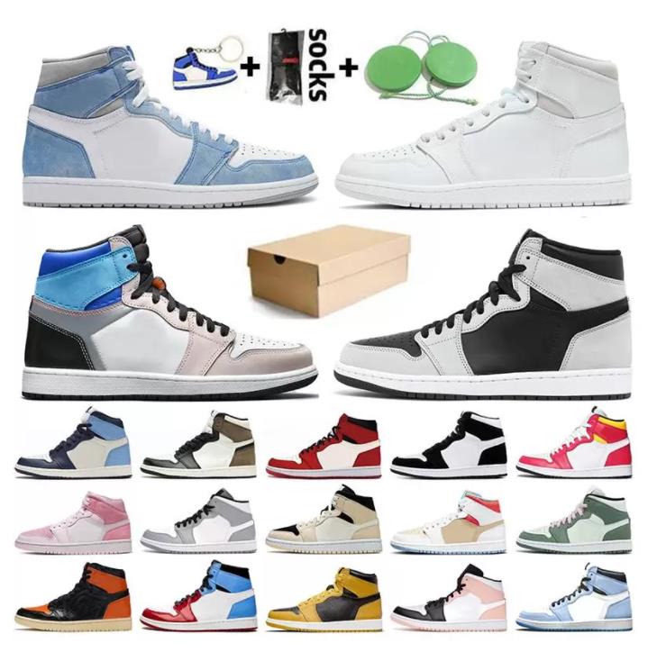 

Jumpman 1 1s Basketball Shoes travis scotts Men Women Sneakers Denim Reverse Mocha Gorge Green Lost Found Chicago Black White Fragment Mens Trainers 36-47, 45