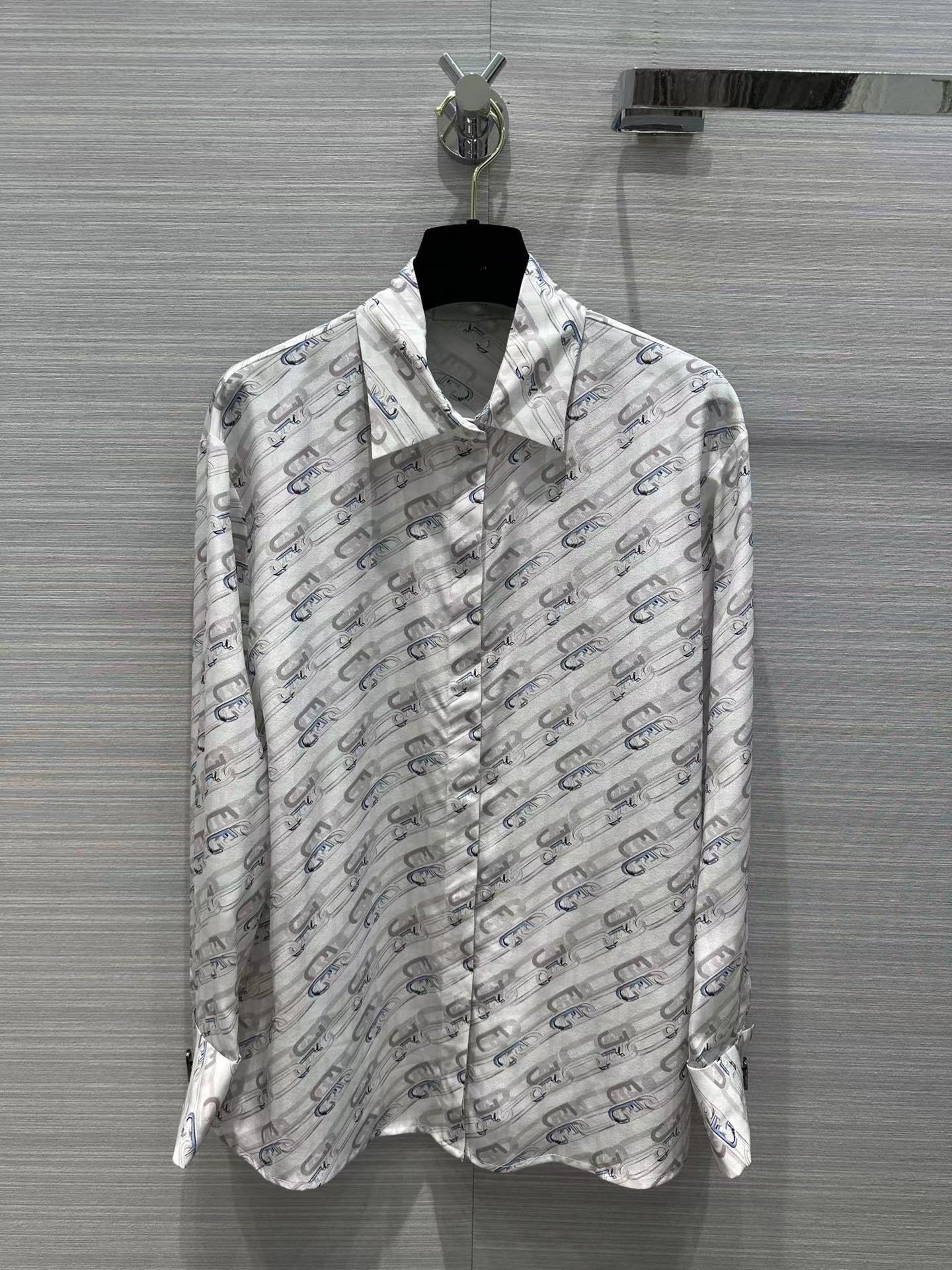 

Milan Runway Shirts 2022 New Autumn Winter Lapel Neck Long Sleeve Print Designer Blouses Brand Same Style Women' Shirts 1113-5, Picture color
