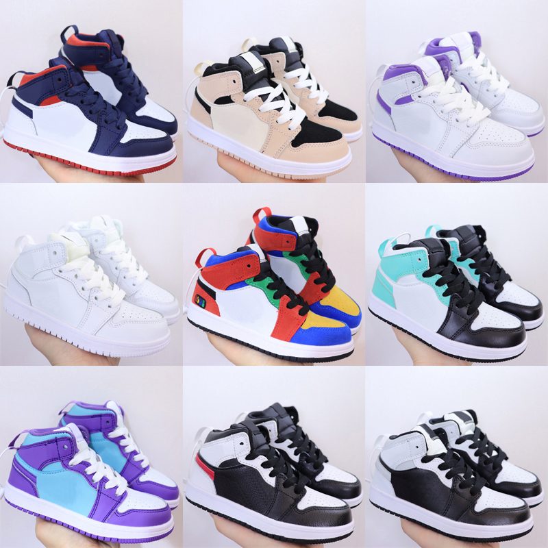 

Kids Jumpman 1 High Basketball Shoes Royal Scotts Obsidian Chicago 1S designer skateboard shoes Toddler Boys Girls Sneakers Children Size 22-35, As photo 7