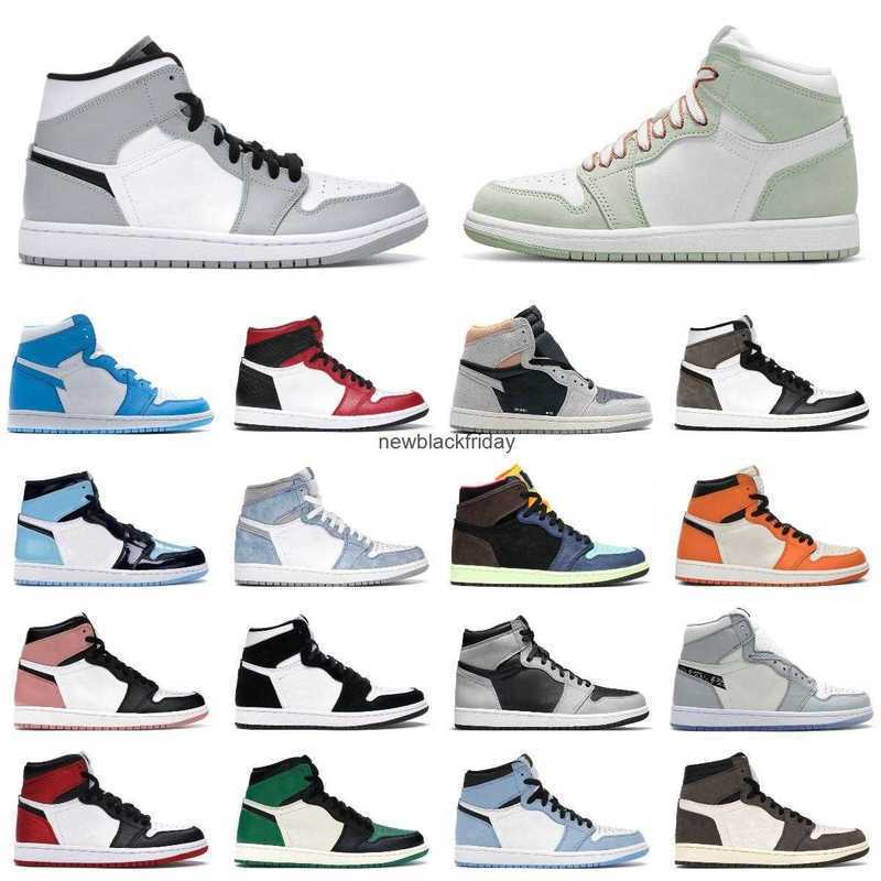 

University Blue 1 1s high Basketball Shoes Mens Women Pine Green Seafoam Bred Patent Hyper Royal Bleached Coral Black Toe Bio Hack Shadow 2., S047