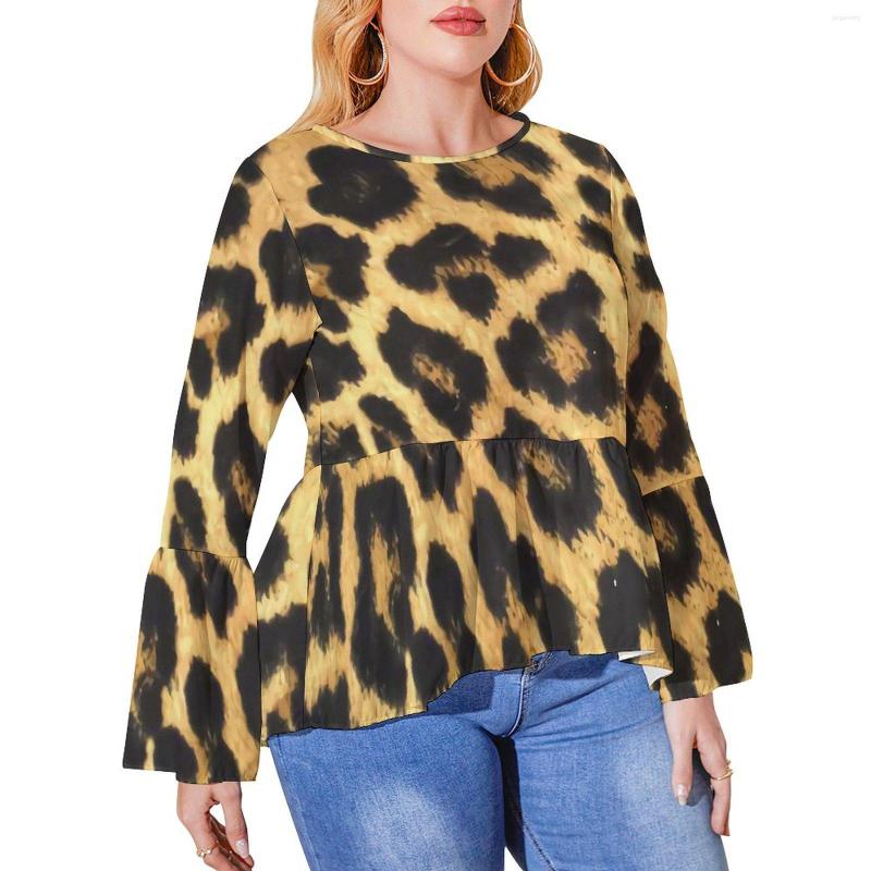 

Shirt Leopard Print Graphic Plus Size Animal Skin Pattern Funny Long-Sleeve T Shirts Streetwear Oversize Tees Women Clothes, Style-11