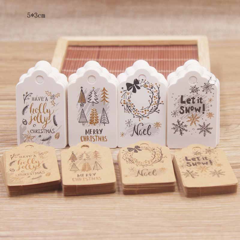 

5x3cm Jewelry Cards for Packaging Display Selling Paper Tag Gift Bag Box Packing Merry Christmas