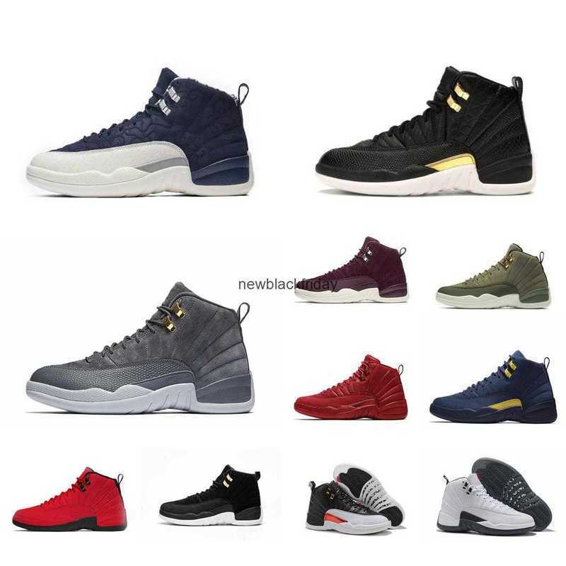 

Retro mens jumpmanbasketball shoes 12s tennis Wings Black Gold Bred Blue Suede Grey Red Olive Raing Bull lebron sneakers with, Indigo