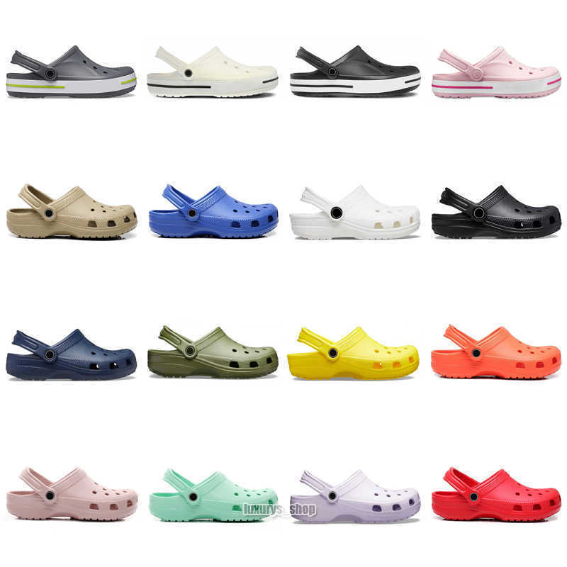 

5A Croc Charm Buckle Sandals Slippers Cro Slides Shoe Pollex Clog Designer Classic Mens Womens Triple Black White Khaki Navy Blue Waterproof Casual Shoes cr4, Box