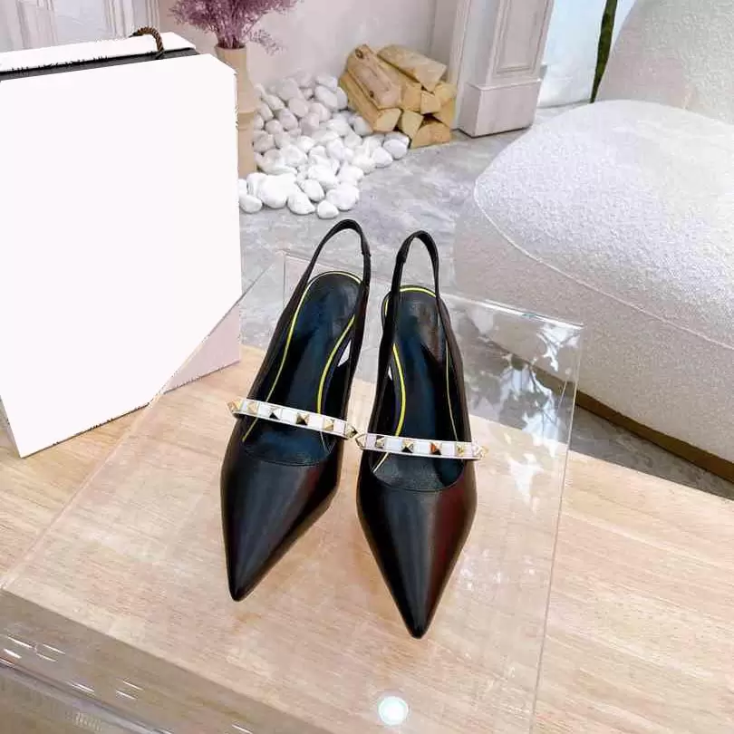 

designer luxury women high heels sandals summer fashion ladies Stiletto heel rivet slides slippers woman dress Valentinoe''Valentinoity iyG