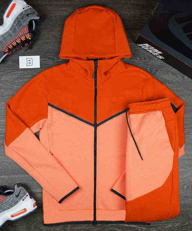 

90AI colors techfleece suit tech fleece tracksuit long pant sleeve hoodie sweatshirt tracksuits mens sports jogger jacket torouser orange