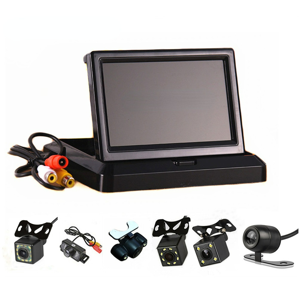 Moniteur de voiture pliable HD 5 pouces TFT-LCD haute définition (HD) 800x480 pixels, caméras de recul à double entrée vidéo pour voitures et cam
