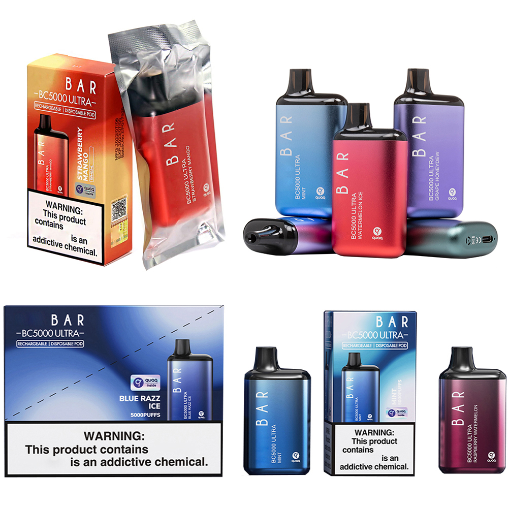 

Ef Bar BC5000 Ultra Disposable E cigarettes 5000 Puffs Vape Pen 13ml Pre-filled Mesh Coil Pods Cartridges 650mAh Rechargeable Battery Vaporizer lost mary flavors