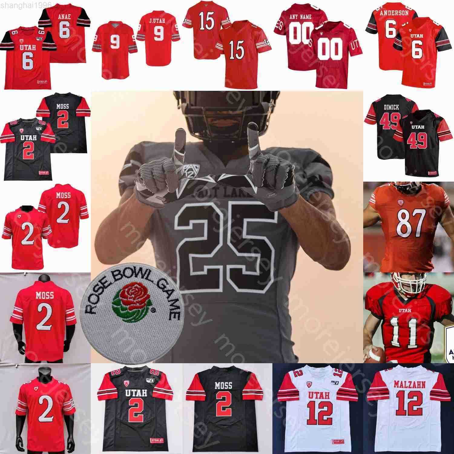 

2023 ROSE Bowl Utah Utes Football Jersey NCAA Lander Barton Chris Curry Zack Moss Alex Smith Devin Lloyd Cameron Rising Tavion, Red ii rose bowl patch