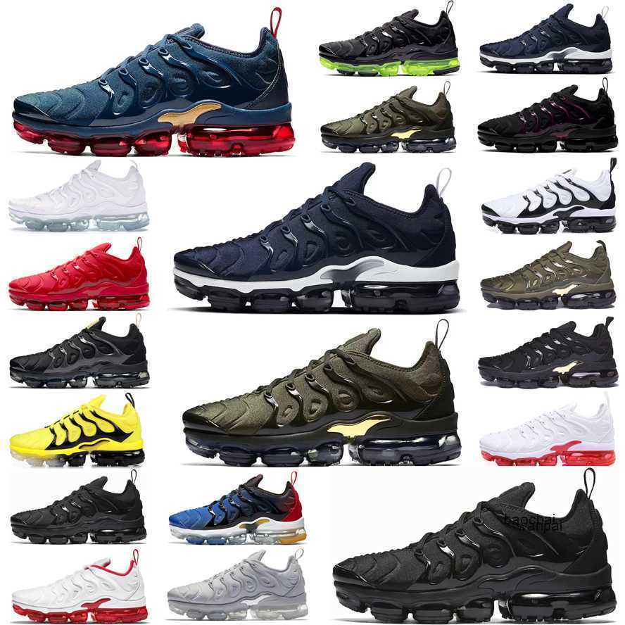 

2023 Running Shoes Sports Trainers Sneakers Men Black Bubblegum Yolk Cherry Cool Grey Neon Olive Pure Platinum Dark Blue Tn Plus Big Size, # 36