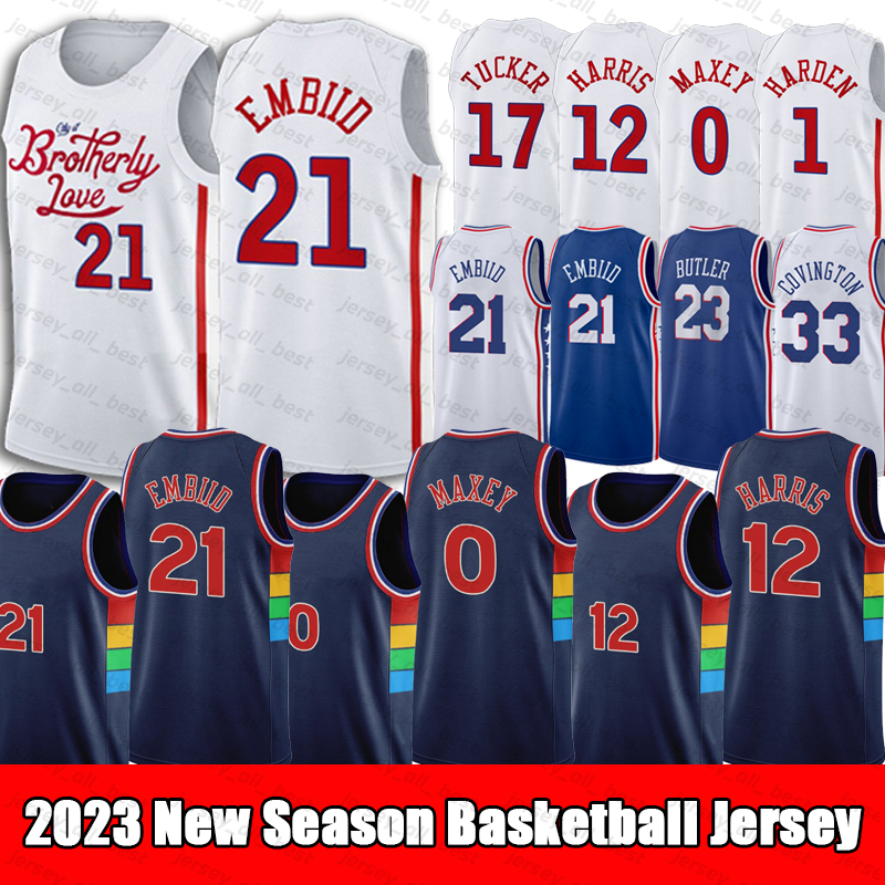 

2022 -23 Brotherly Love CITY Basketball Jerseys Tobias 12 Harris Joel21 Embiid James 1Harden P.J. sixer Retro Sports # 17Tucker 0Maxey, As picture