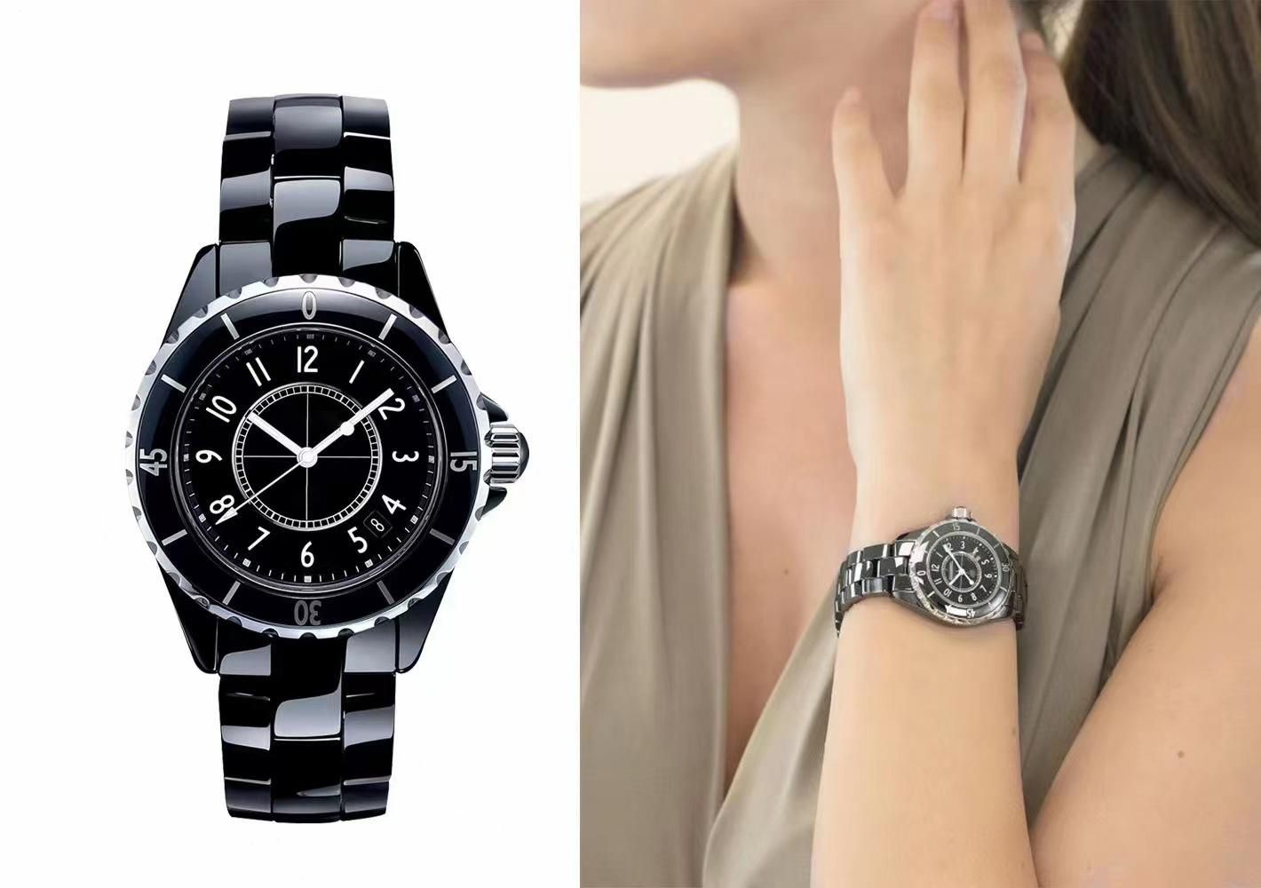

U1 Top AAA Ladies fashion elegant watch famous designer to create white and black ceramic manufacturing diamond inlaid glow-in-the-dark function depth waterproof 12